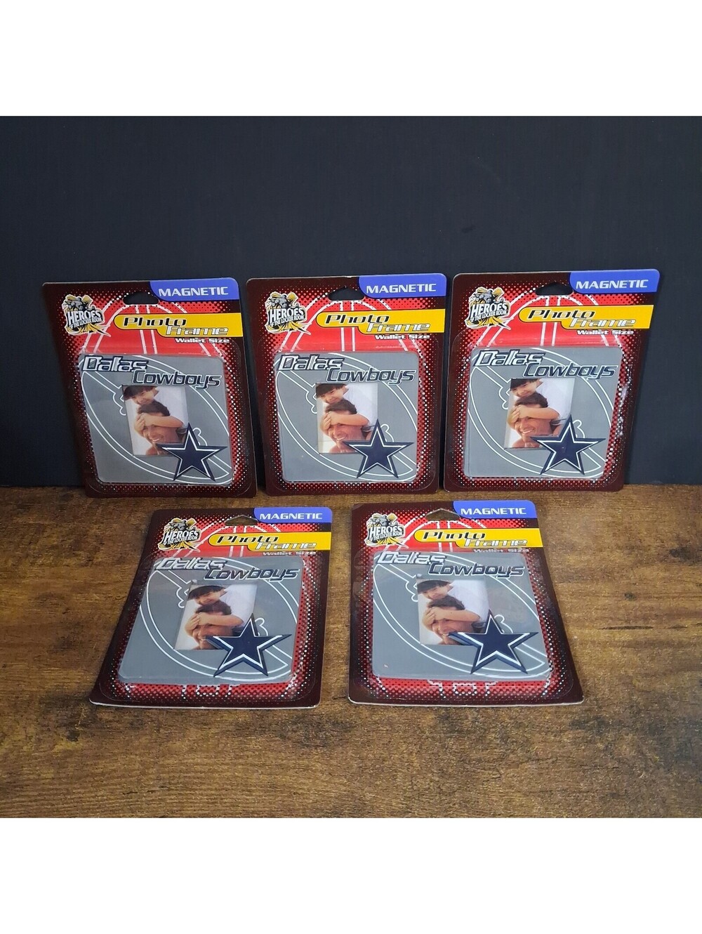 Vintage Crown Pro Graphic Dallas Cowboys Magnetic WALLET Photo Frame x5